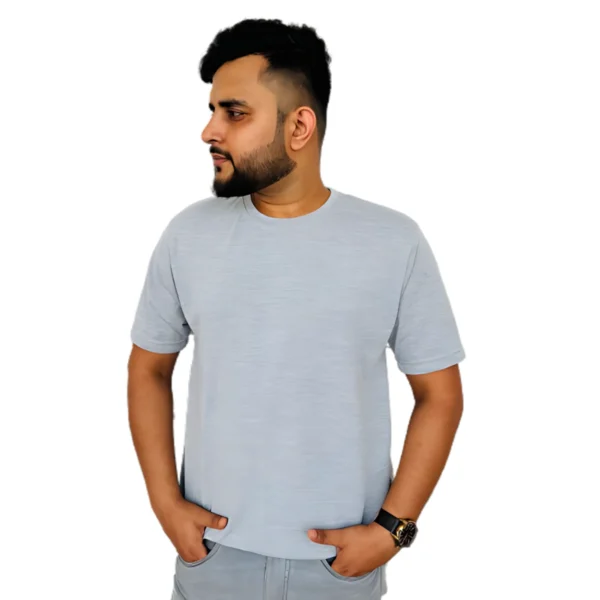 Men Solid Round Neck Grey T-Shirt