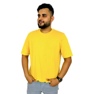 Men Solid Round Neck Yellow T-Shirt