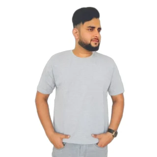 Men Solid Round Neck Grey T-Shirt