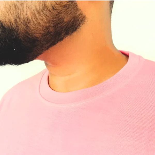 Men Solid Round Neck Pink T-Shirt