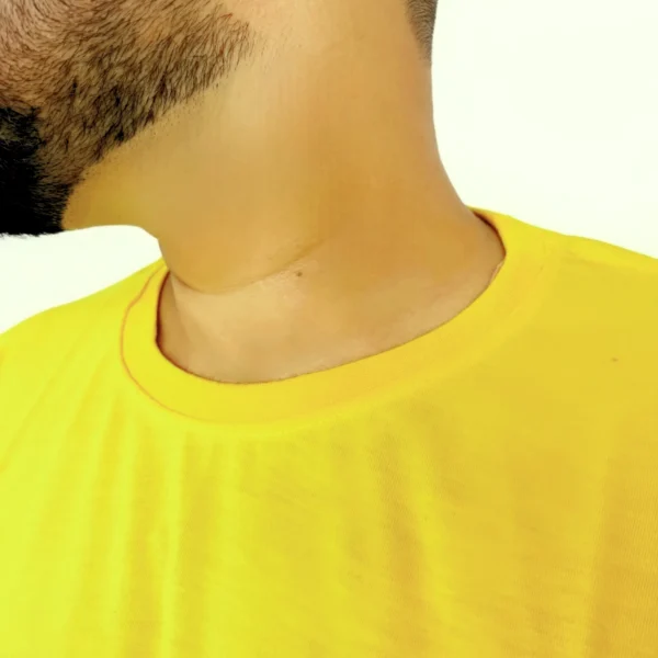 Men Solid Round Neck Yellow T-Shirt