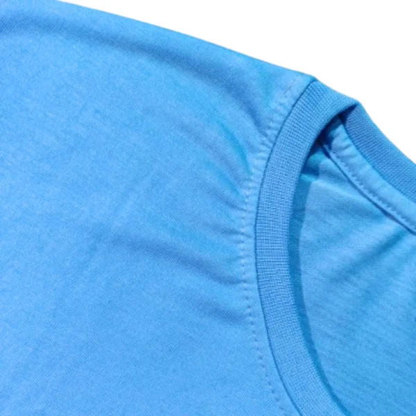 plain Solid Round Neck Blue T-Shirt