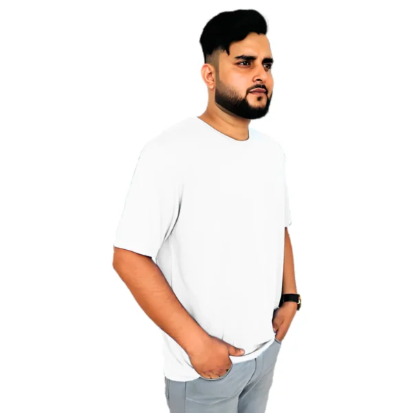 Men Solid Round Neck White T-Shirt