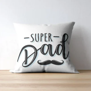 Super Dad Dark Print Cushion | Typography Printed Cushion With Filling