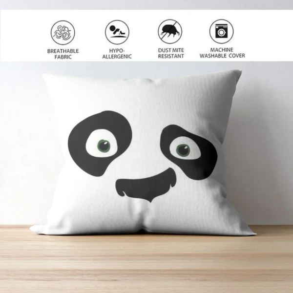 Panda Face Cushion | Typography Printed Cushion With Filling