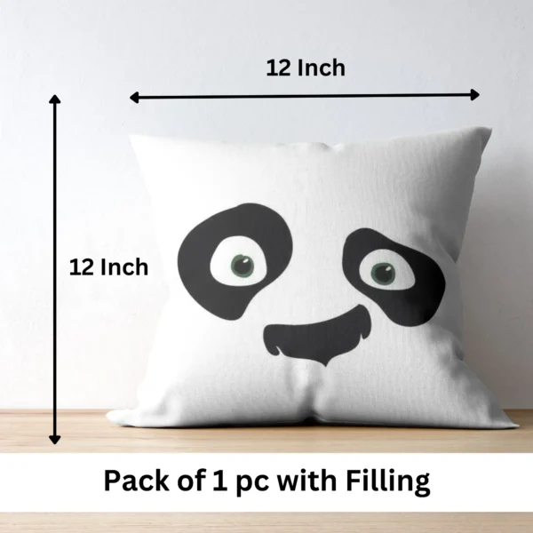 Panda Face Cushion | Typography Printed Cushion With Filling