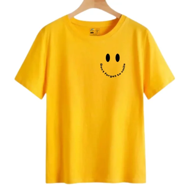 Unisex Casual Smiley Printed Round Neck T-Shirt/Top