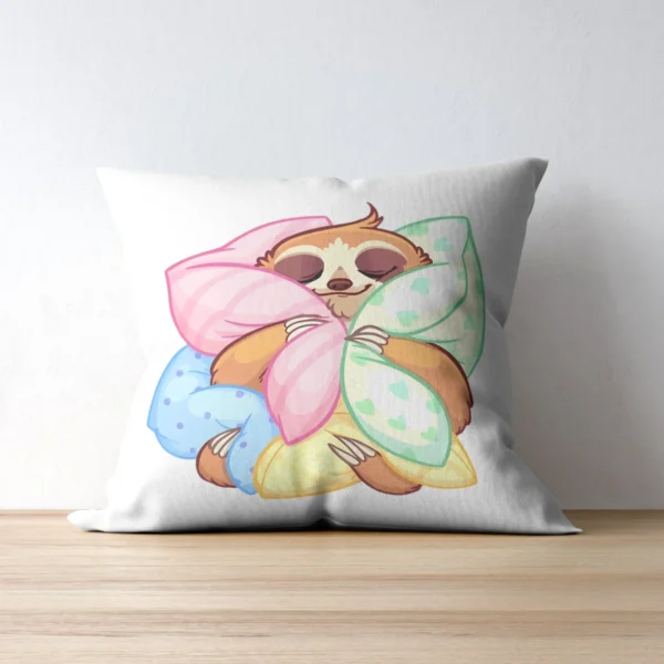 Cute Sloth Print Cushion | Cartoon Printed Cushion With Filling