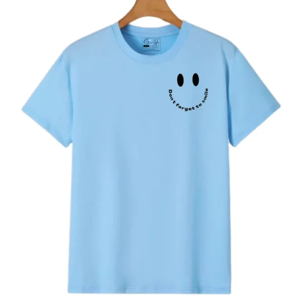 Unisex Casual Smiley Printed Round Neck T-Shirt/Top