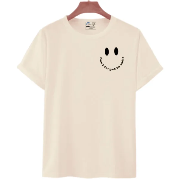 Unisex Casual Smiley Printed Round Neck T-Shirt/Top