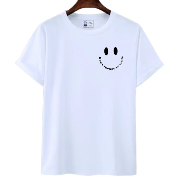 Unisex Casual Smiley Printed Round Neck T-Shirt/Top