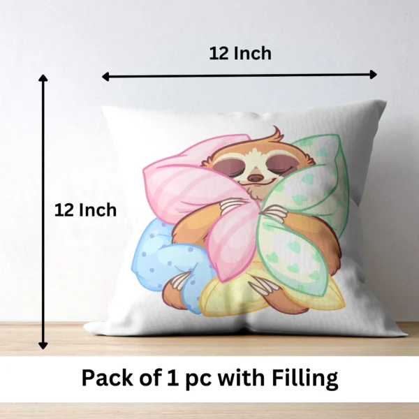 Cute Sloth Print Cushion | Cartoon Printed Cushion With Filling