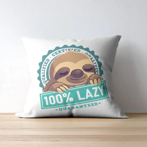 Lazy Sloth Print Cushion | Cartoon Printed Cushion With Filling