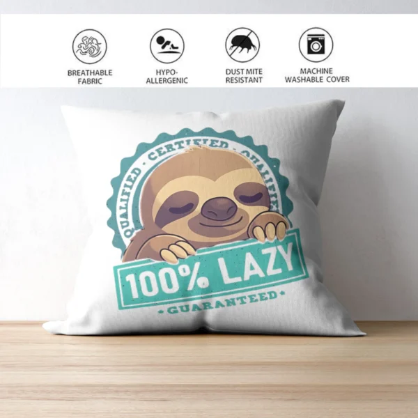 Lazy Sloth Print Cushion | Cartoon Printed Cushion With Filling