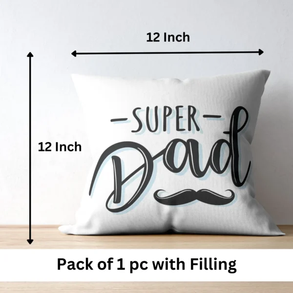 Super Dad Dark Print Cushion | Typography Printed Cushion With Filling