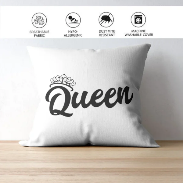 Queen Cushion | Typography Printed Cushion With Filling