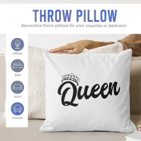 Queen Cushion | Typography Printed Cushion With Filling