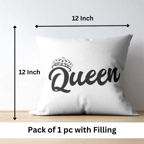 Queen Cushion | Typography Printed Cushion With Filling