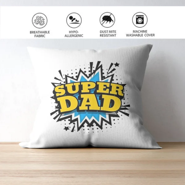 Super DAD Cushion | Typography Printed Cushion With Filling