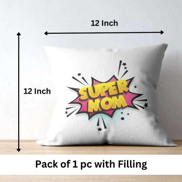 Super MOM Cushion | Typography Printed Cushion With Filling