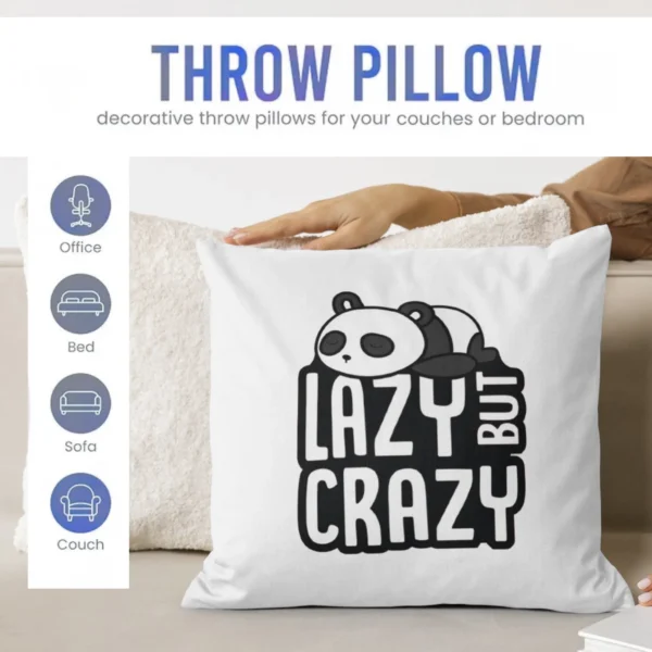 Lazy Panda Cushion | Typography Printed Cushion