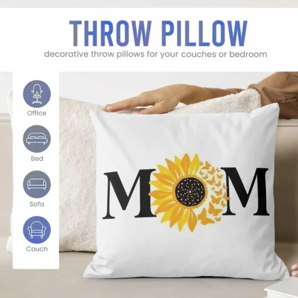 MOM Print Cushion | Typography Printed Cushion With Filling