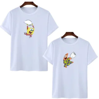 Couple cartoon Printed Round Neck T-Shirt (Pack of 2)